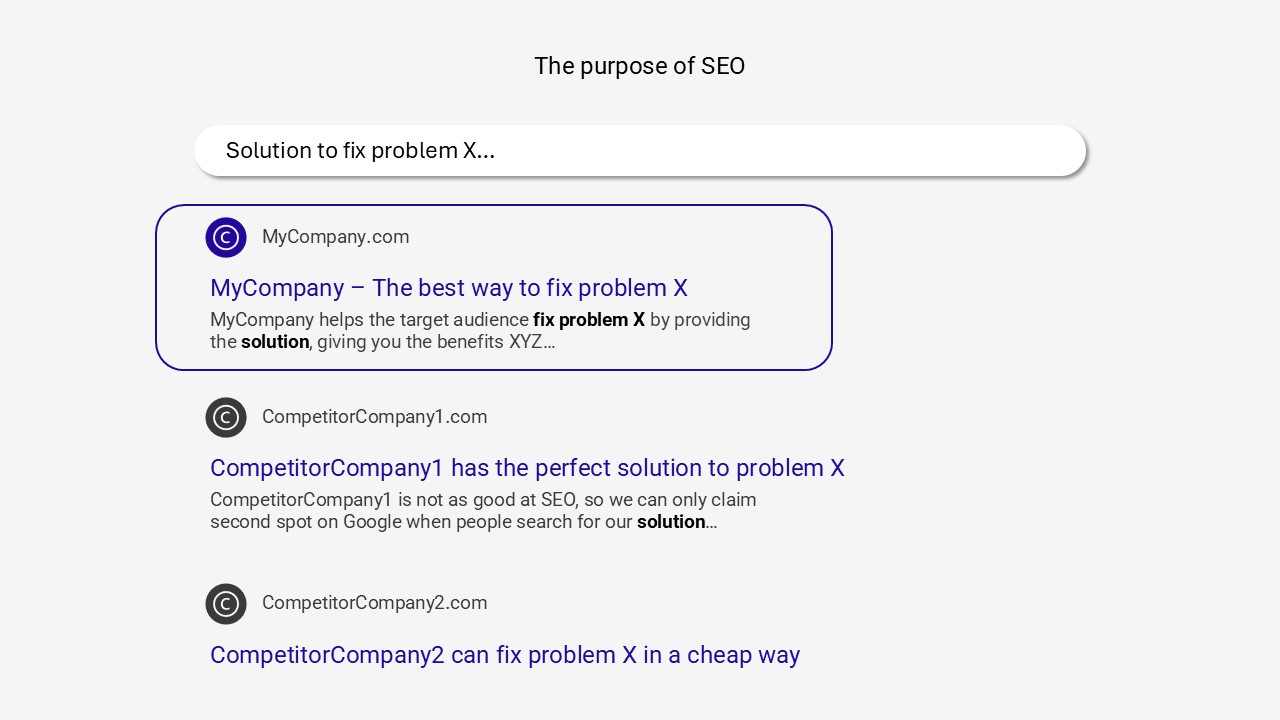 The search results with a blue square highlighting the top position.