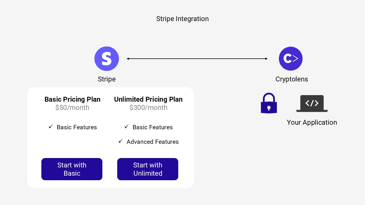 Stripe integrates with a software licensing system to enable automation and payments.