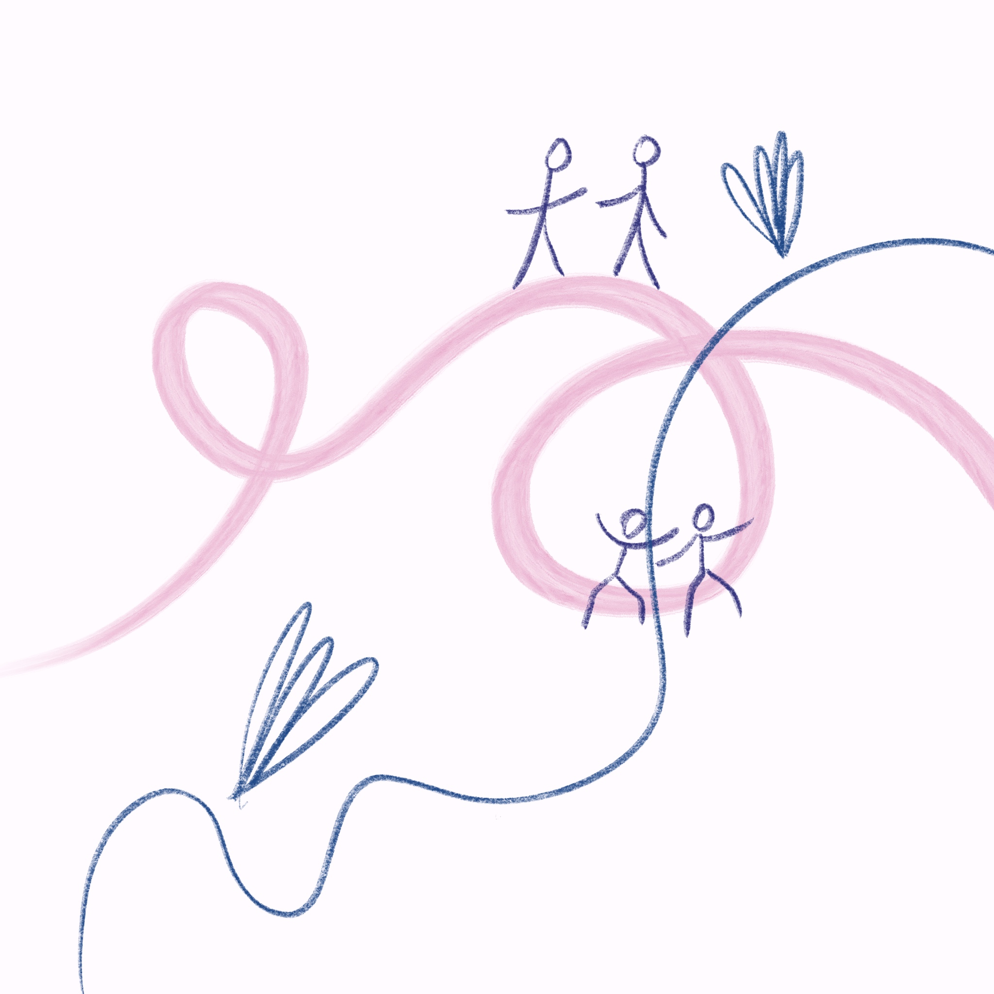 pairs of people walking hand in hand on a path