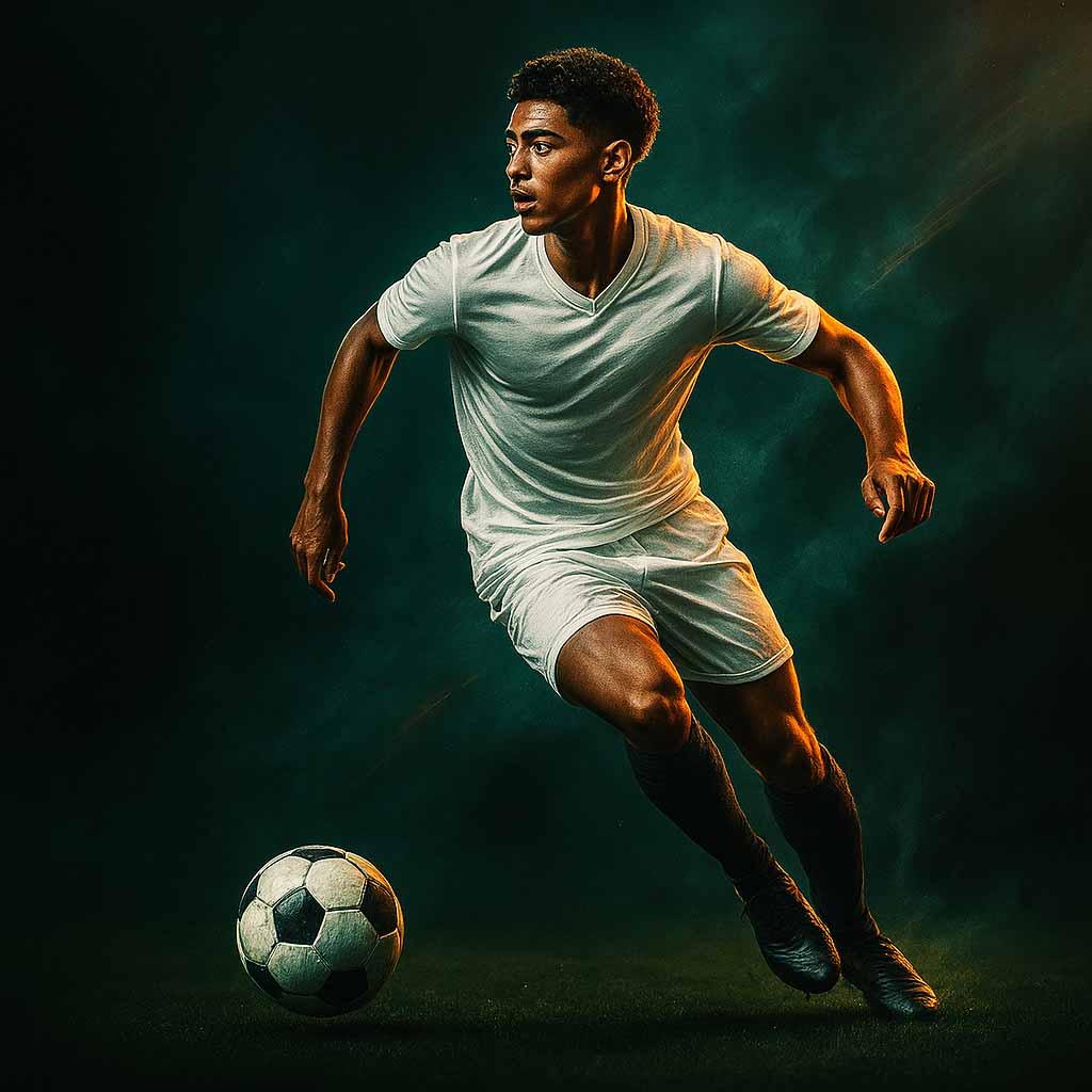 A pair of black adidas Predator soccer cleats with vibrant red stripes are resting on the white line of a green soccer field. The cleats have red studs, and one cleat is resting on top of the other. In the background, a goalpost and a sunset are visible, casting a warm glow on the scene.