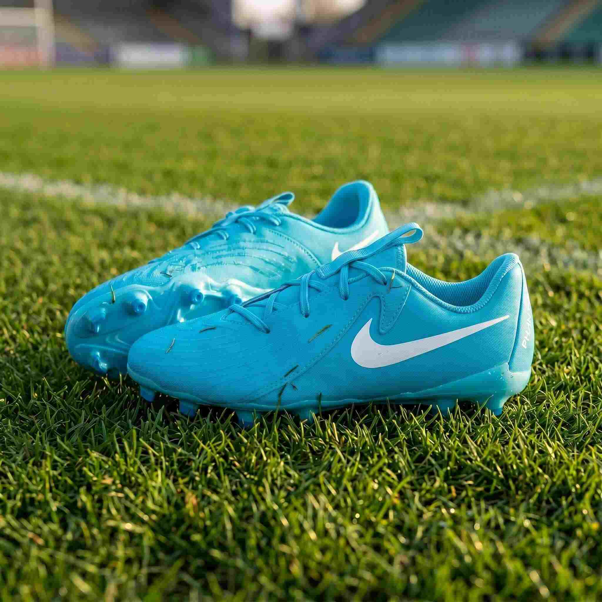 Nike Jr. Phantom GX 2 Academy kids' football boots in bright blue. Premium precision boot featured in the Junior Striker Top 10 list, shown on natural stadium turf with gold-standard descriptive text element.