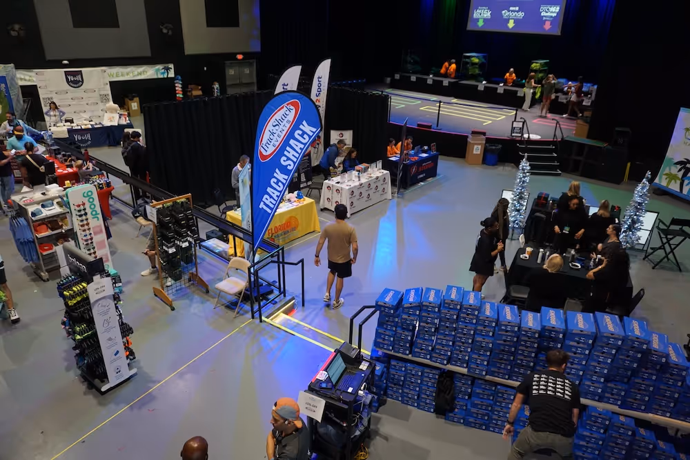 Vendors selling goods in the concert room