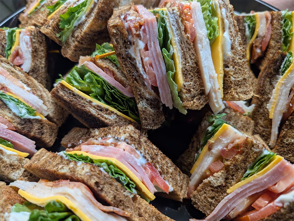 Farmhouse Cafe club sandwich close up