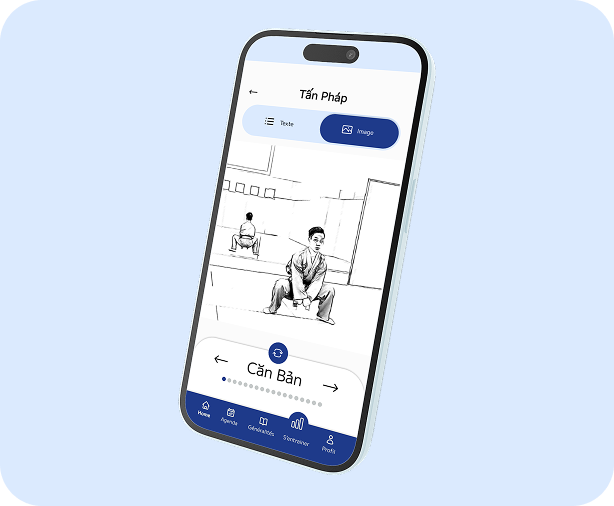Interface de l'application mobile de d'art martial, Viet Vo Dao
