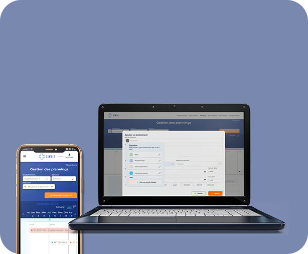 Pickup ordinateur et mobile, création d'une interface de planning 