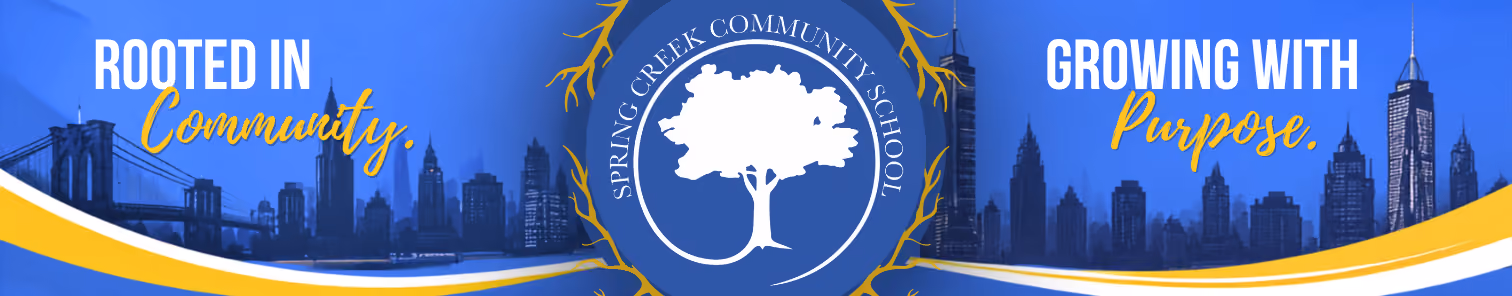 Spring Creek Community School banner rooted in community growing with purpose