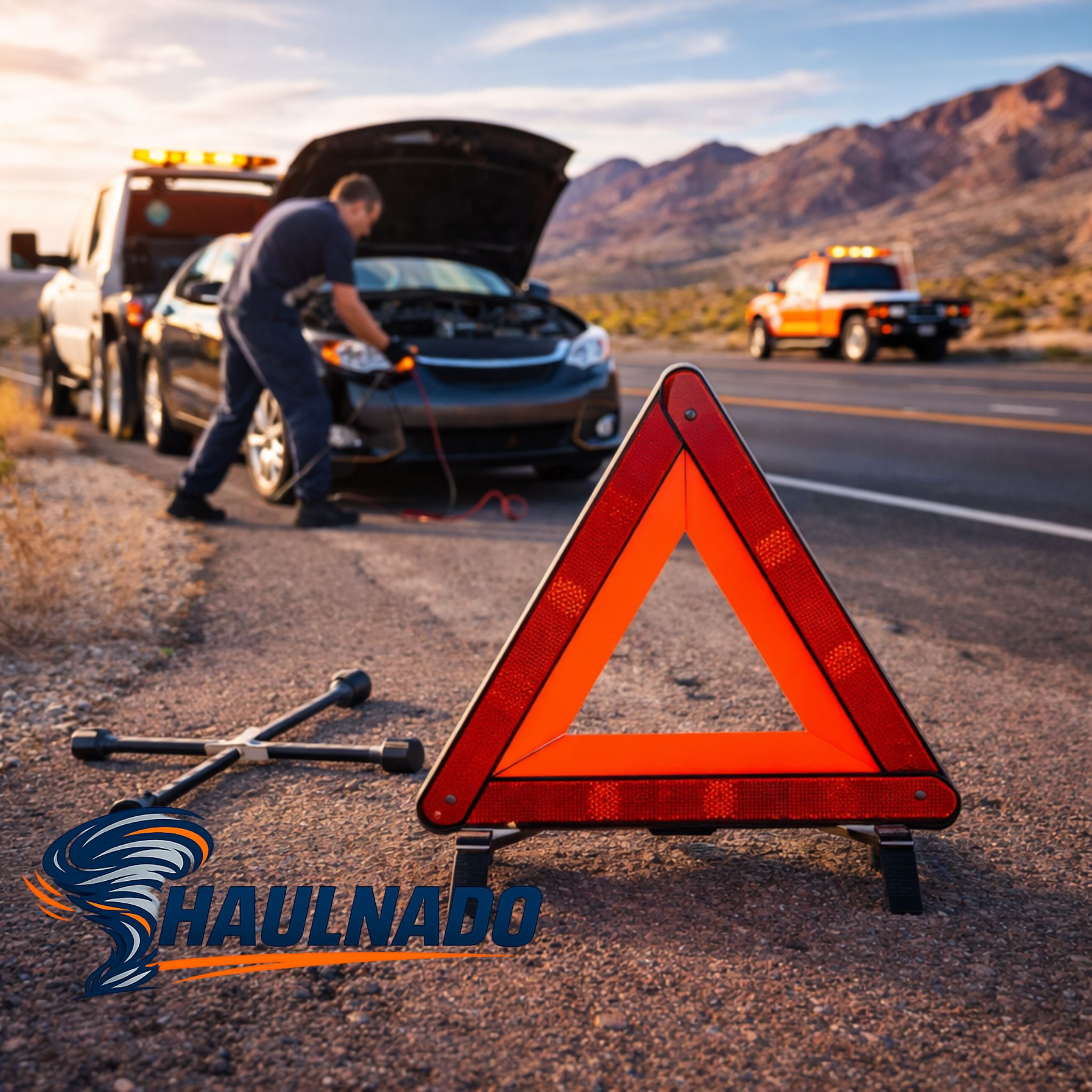 Haulnado roadside assistance crew helping a stranded vehicle
