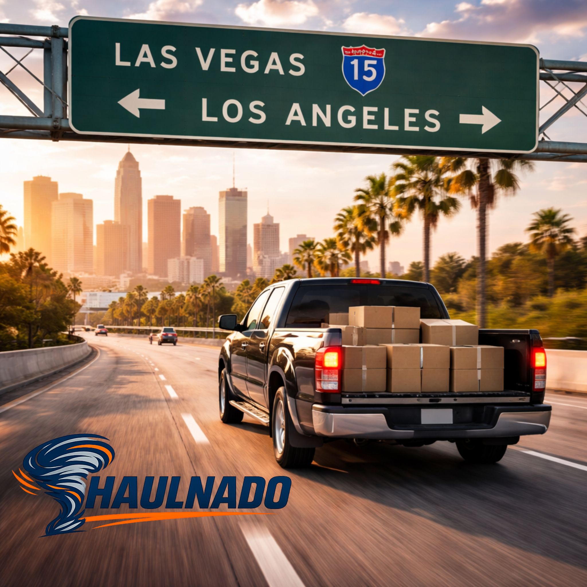 Haulnado Las Vegas to Los Angeles courier service on an interstate delivery route.