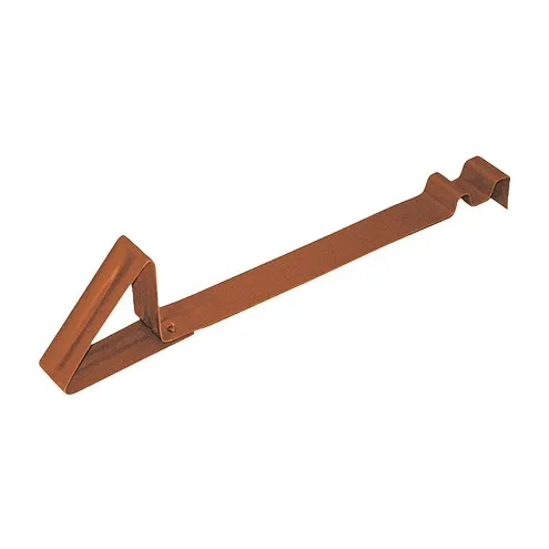 a brown metal hook on a white background
