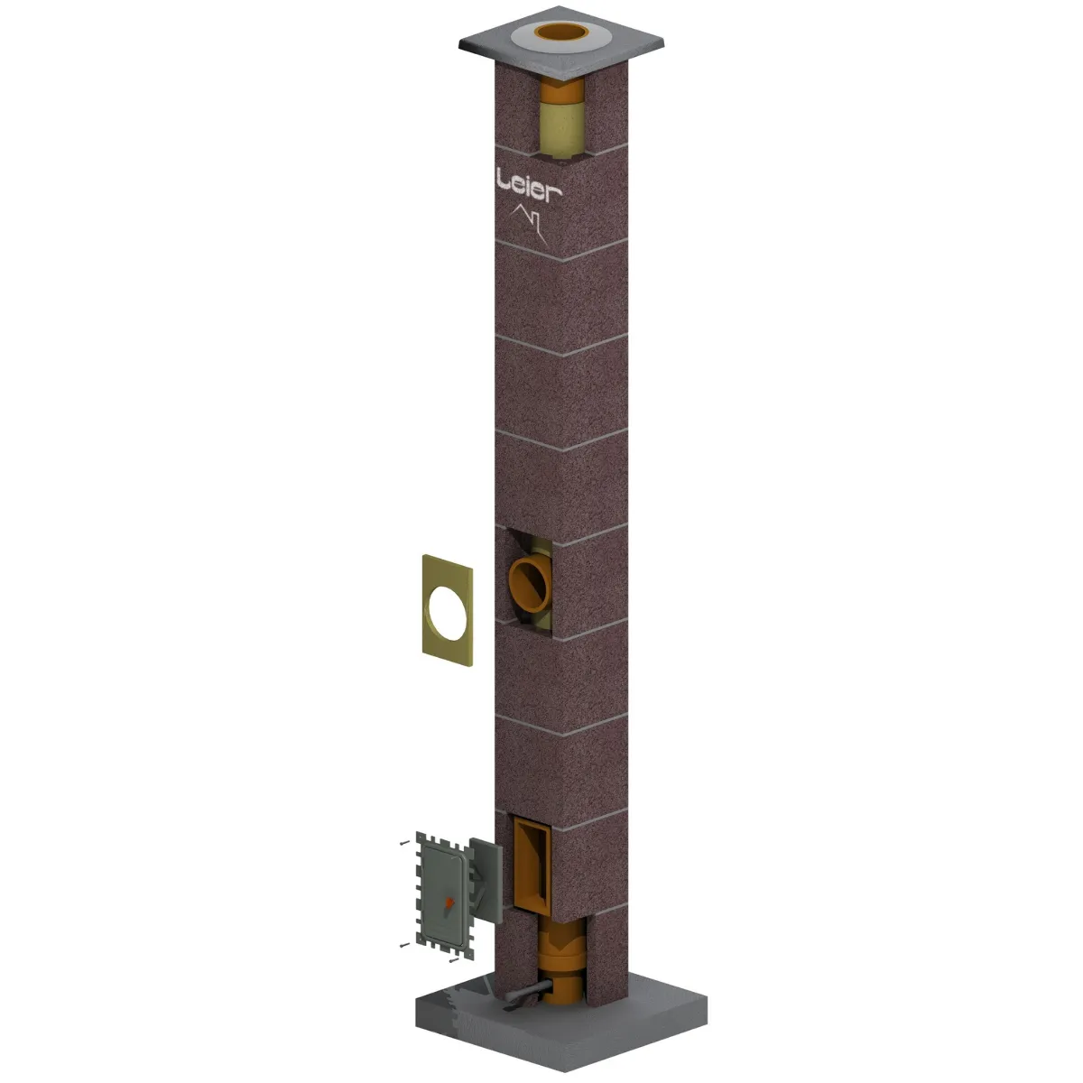 a brown column with a square hole in the middle