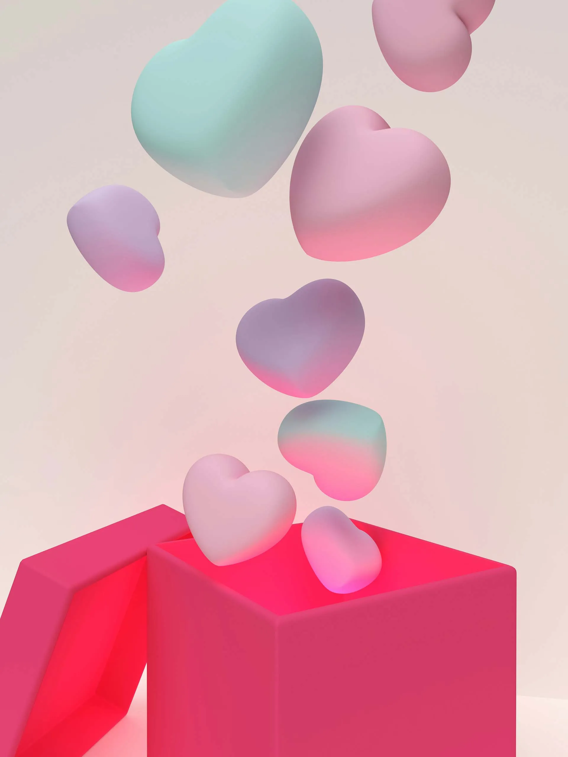 3d render of box with hearts