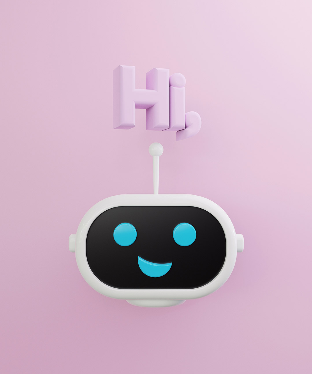 Robot with teh word hi above