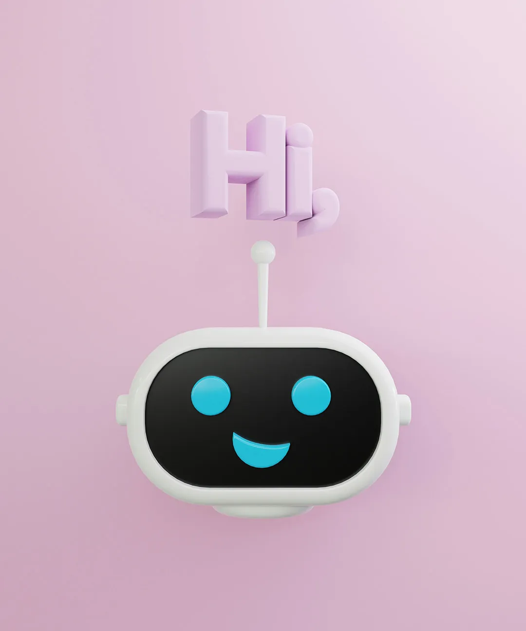 Robot with teh word hi above