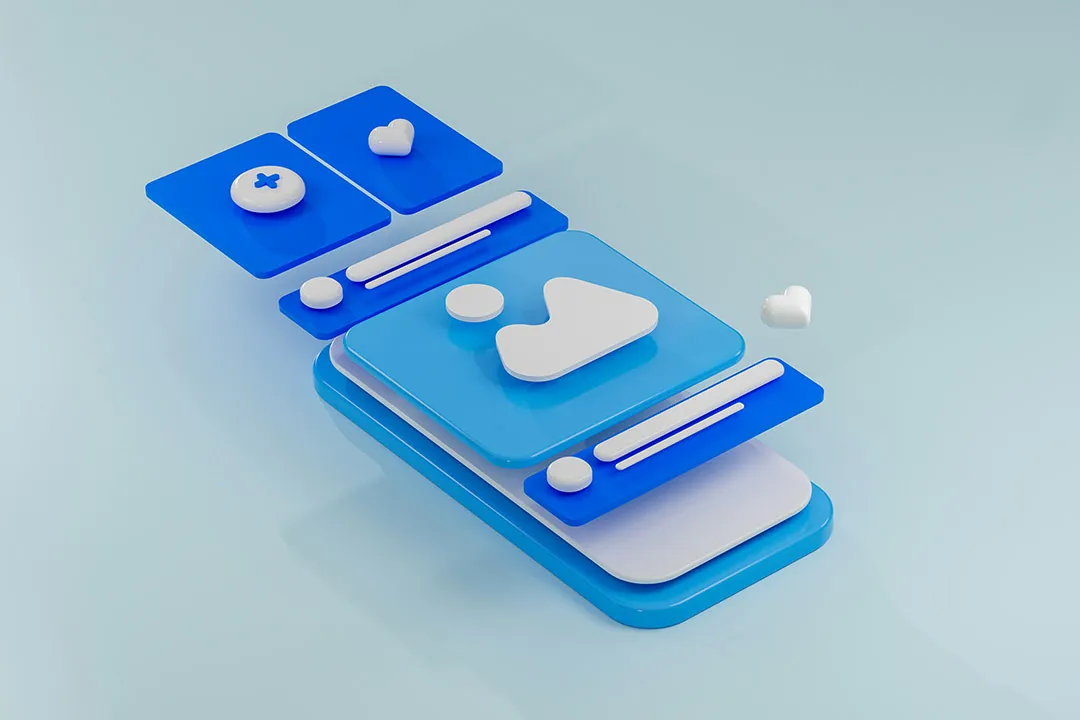 3d render of blue phone layout