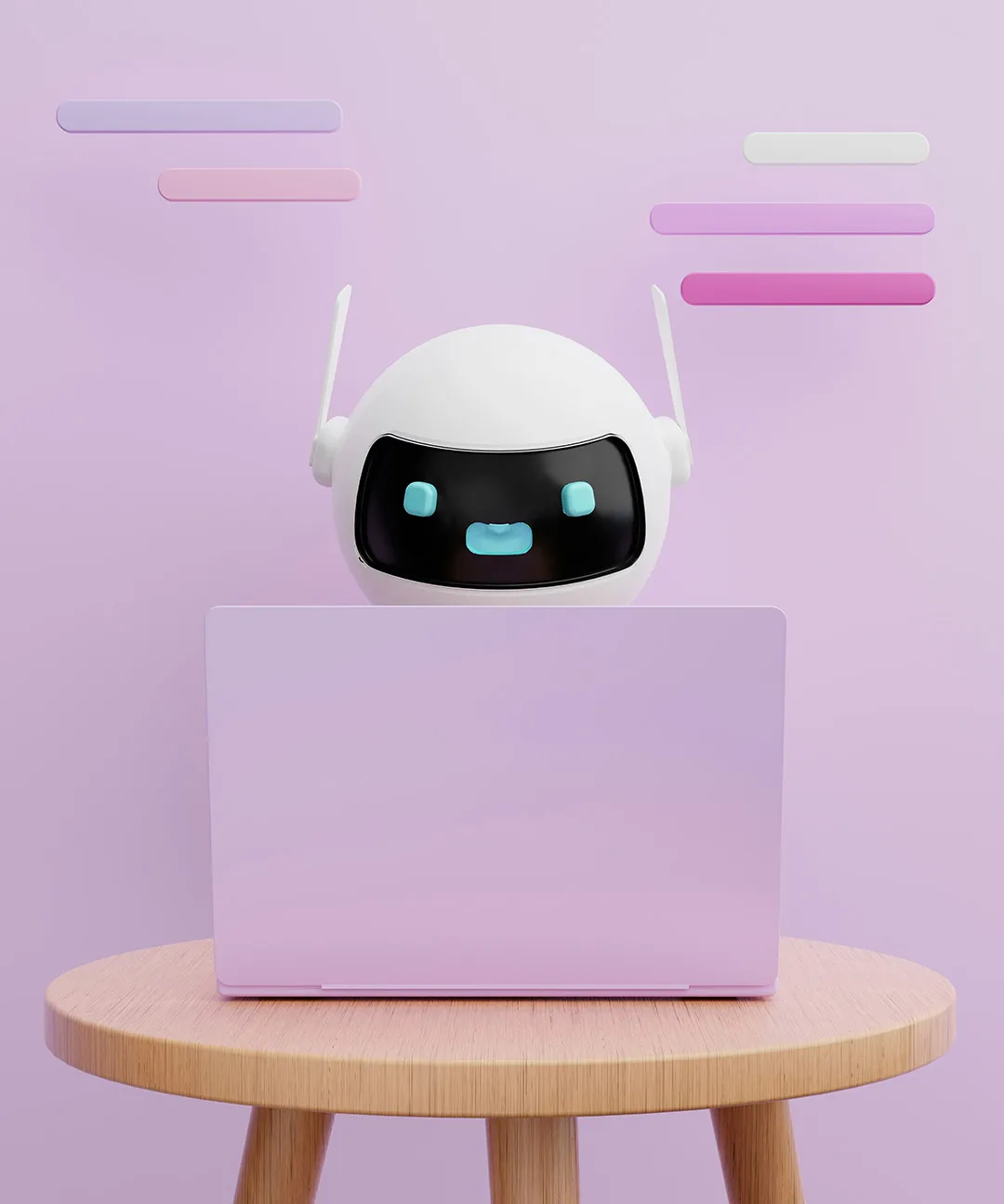 3d render of a robot on a laptop