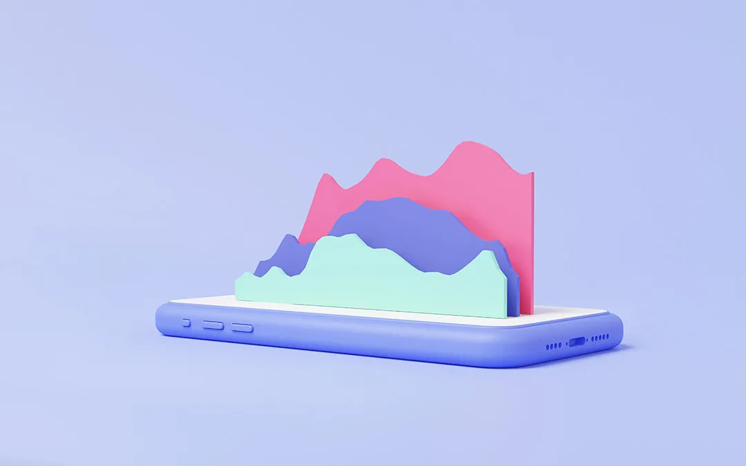 3d Render of phone with chart