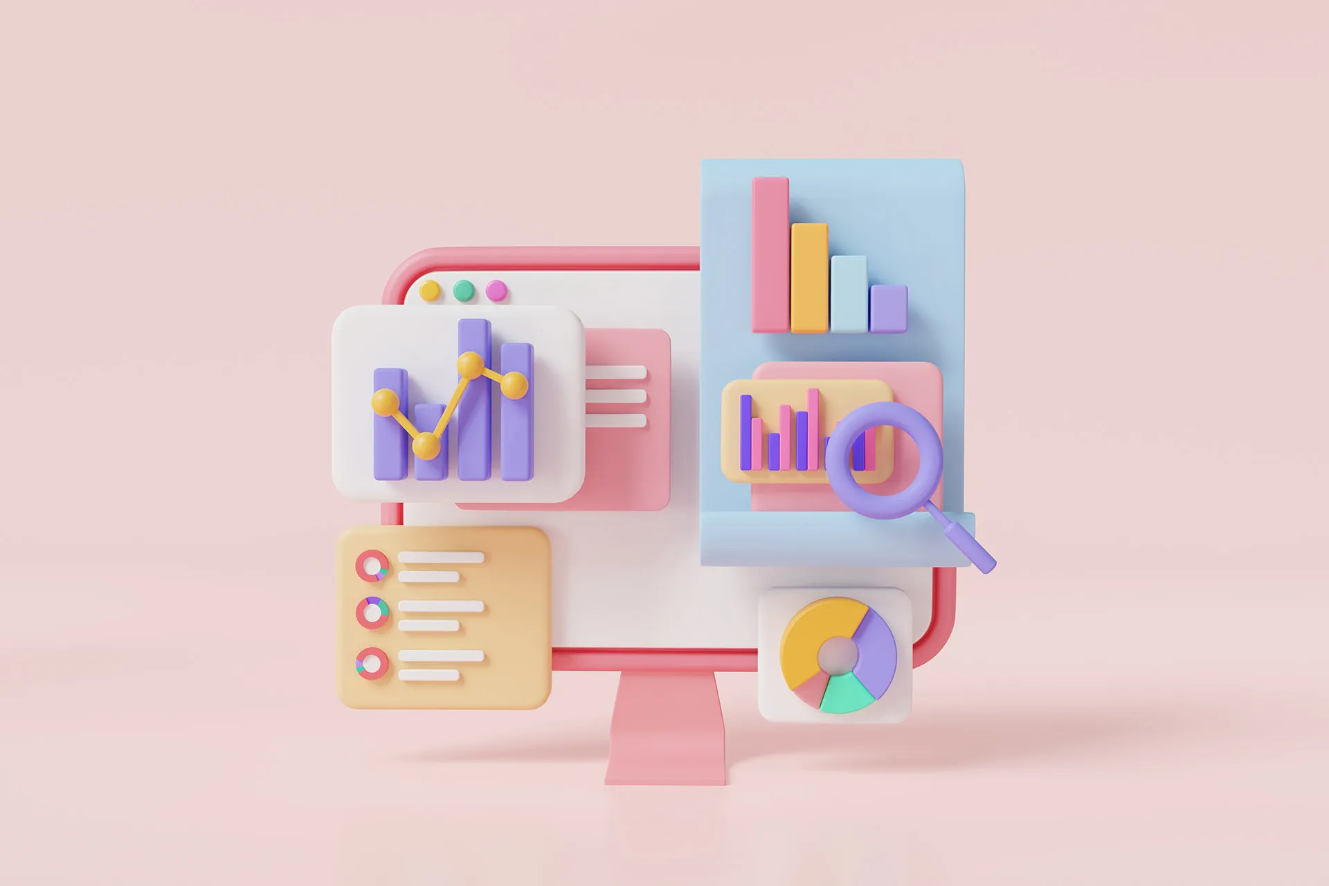 3d render of charts and graphs