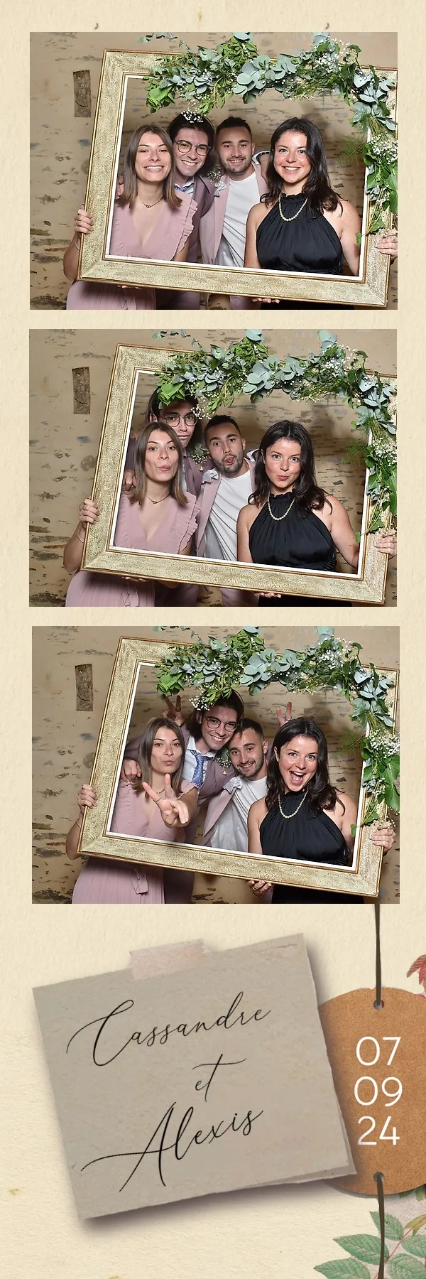 Planche photobooth mariage Cassandre Alexis septembre 2024