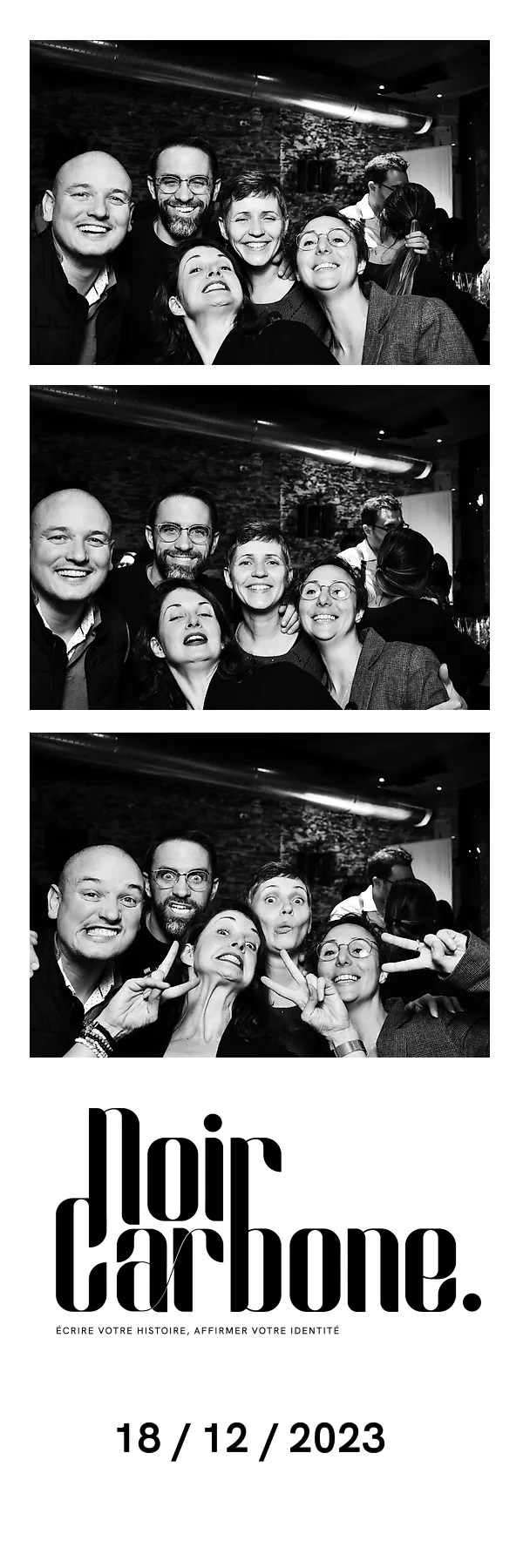 Bandelette photos photobooth Noir Carbone équipe soirée entreprise 2023