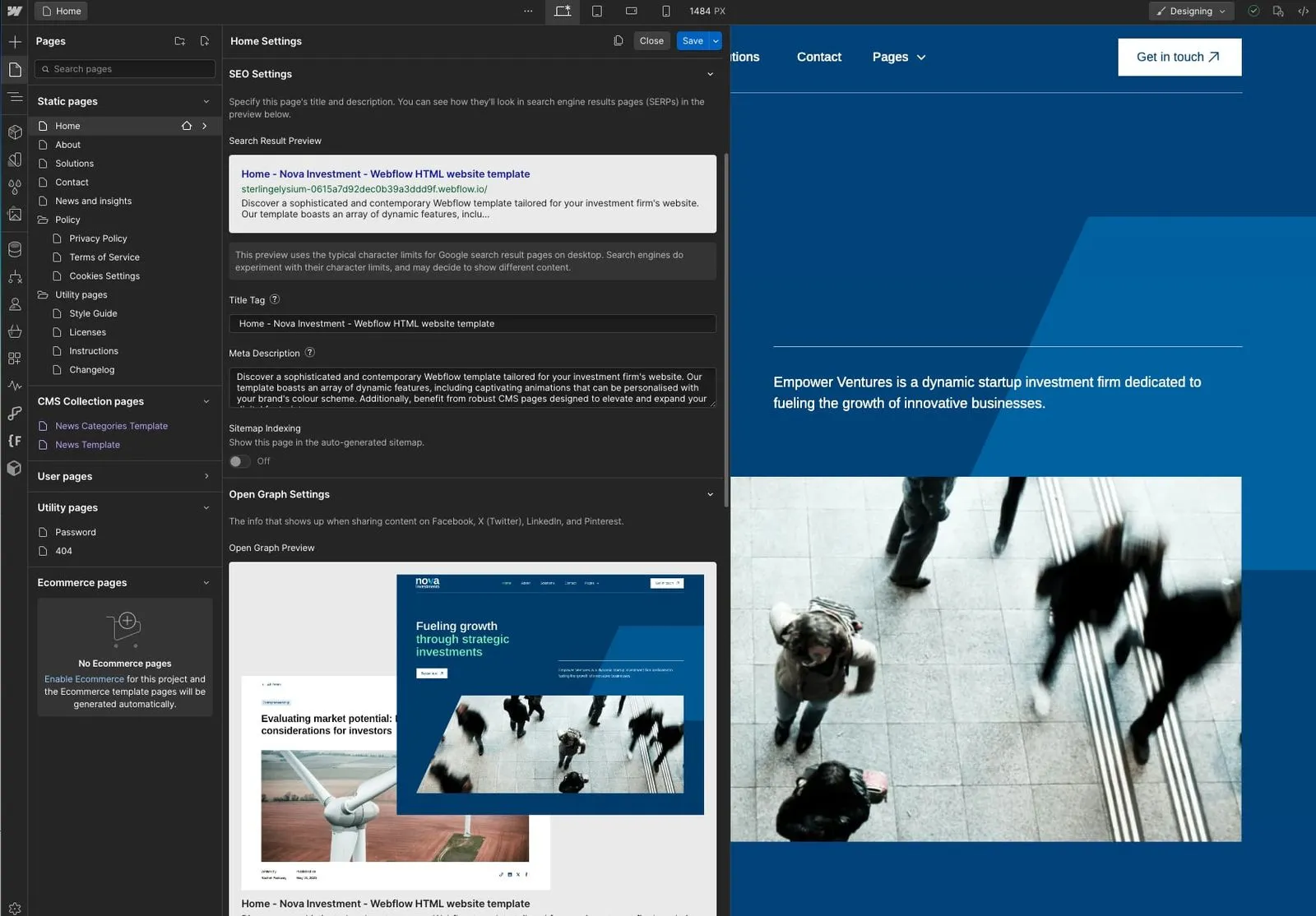 static page example image