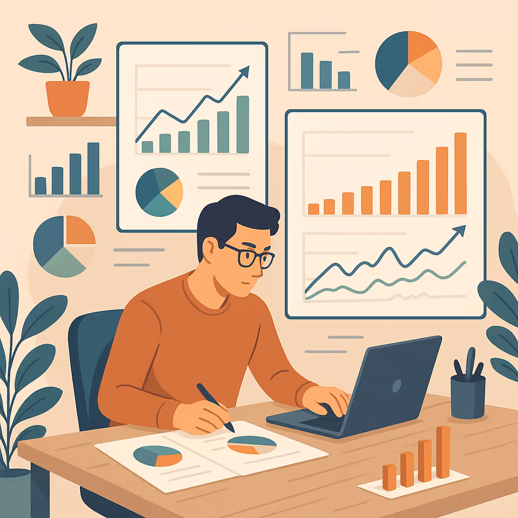 Personne qui regarde les KPIS de son site web