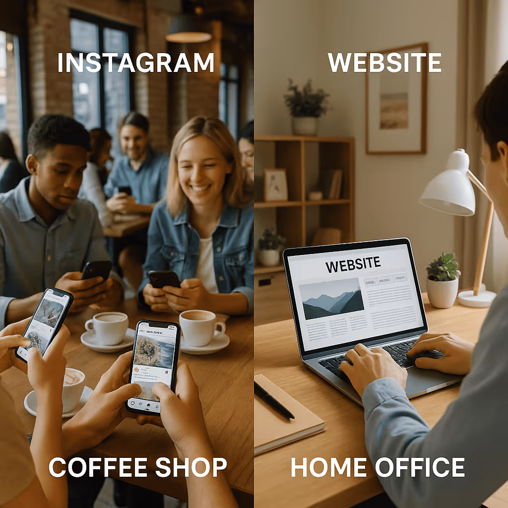 comparatif d'un comte instagram et d'un site web