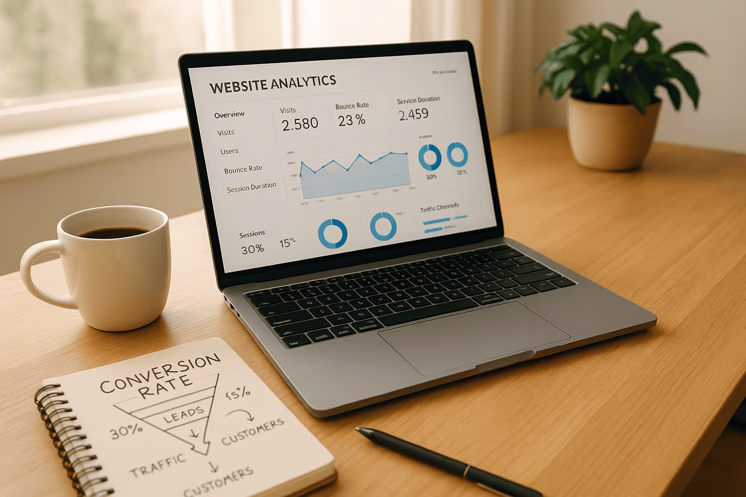 mockup d'un ordinateur qui affiche les données d'un site web 