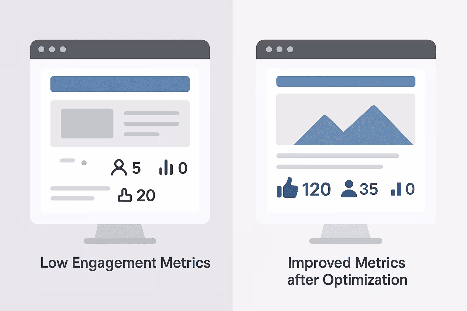 Avant / Après l'optimisation des KPIs sur un site web