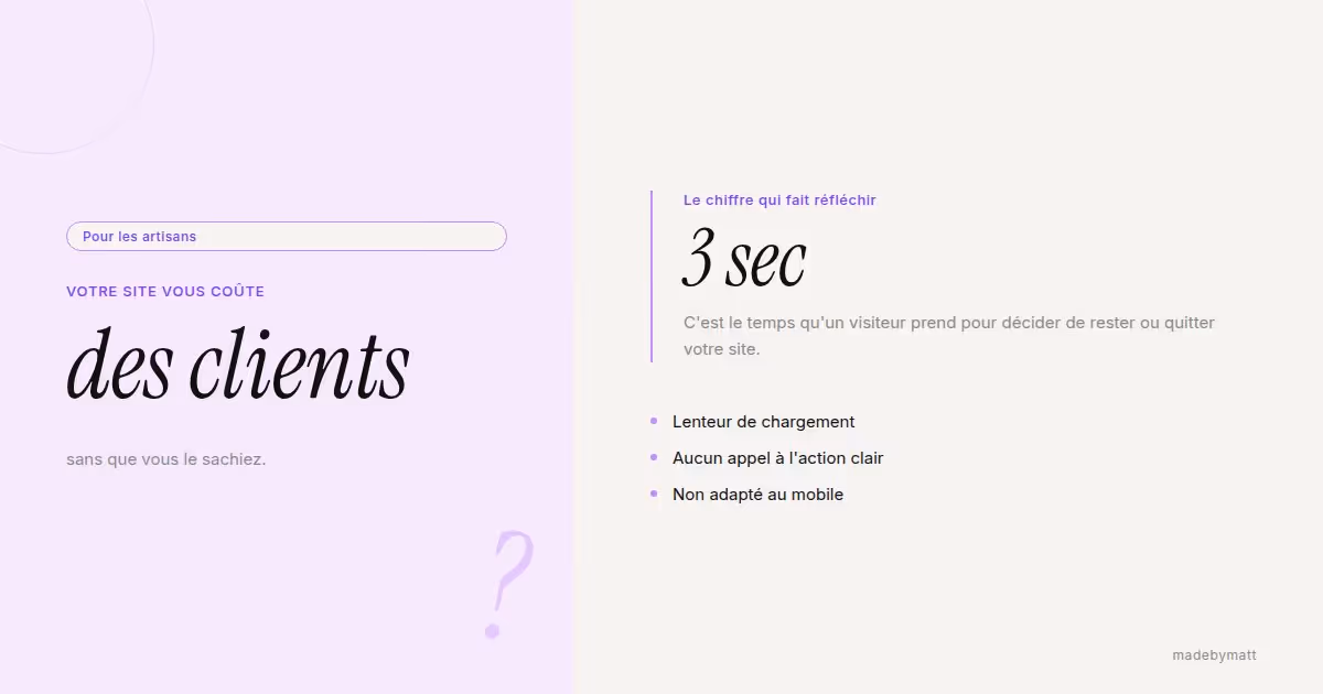 Artisan : les signes qui prouvent que votre site web freine votre croissance — illustration