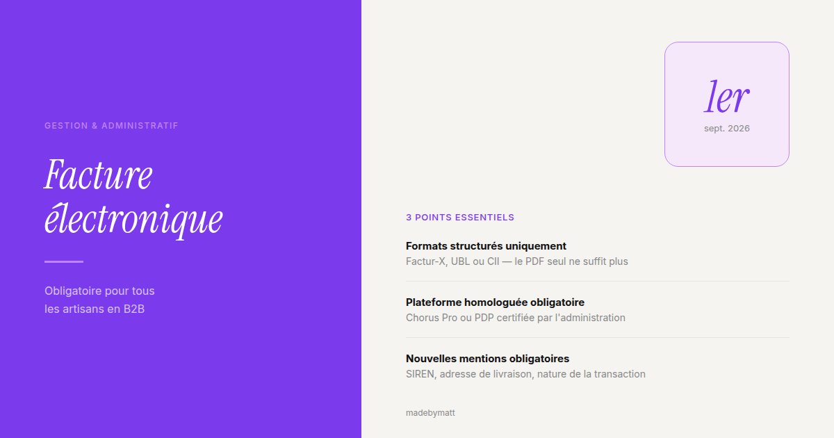 Facturation électronique obligatoire en 2026 : ce que tout artisan doit savoir — illustration