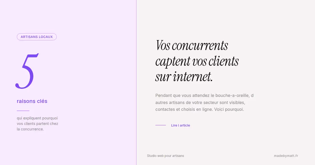 5 raisons pour lesquelles vos concurrents artisans vous volent vos clients en ligne — illustration