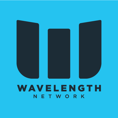 Blue and navy blue wavelength network Logo