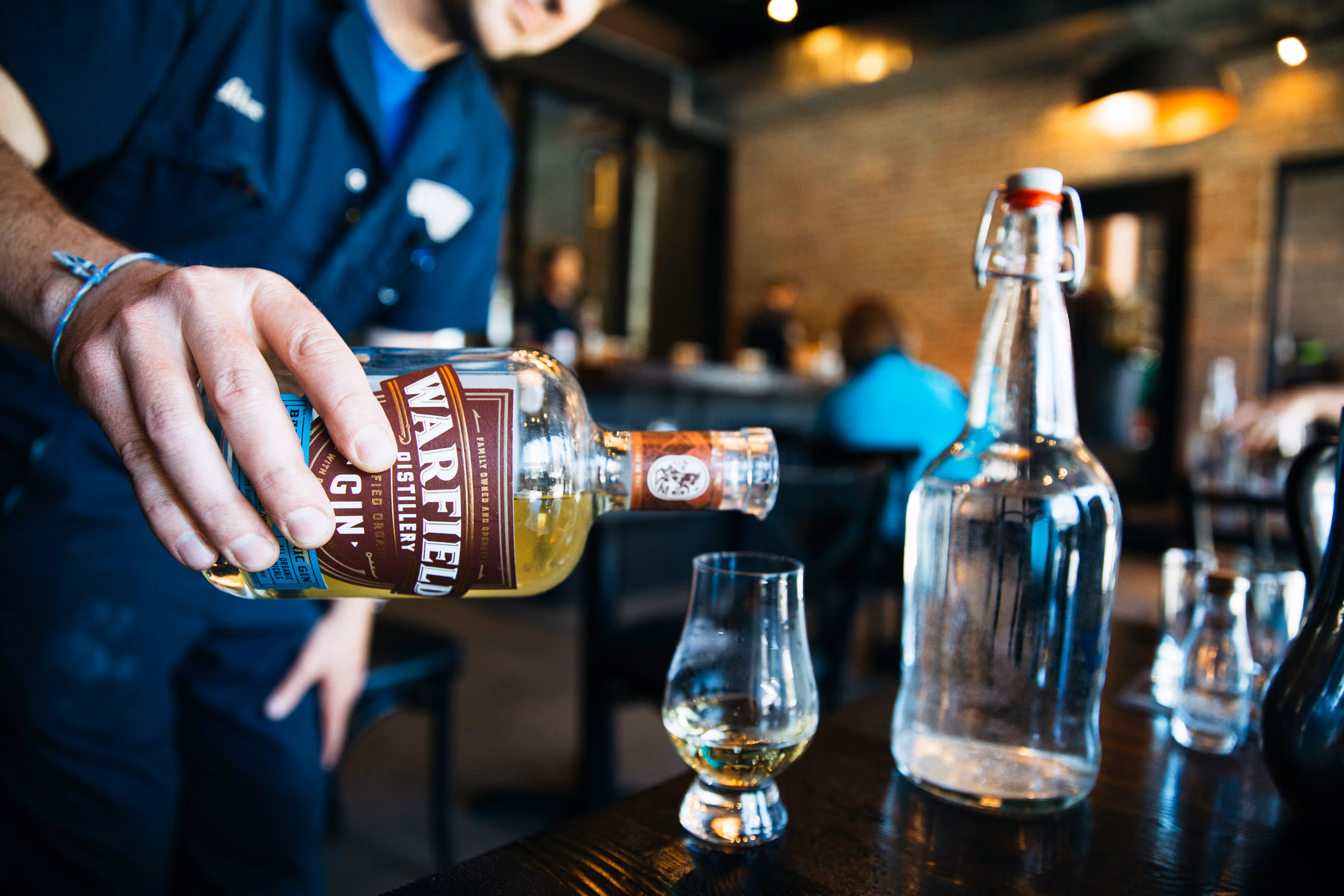 Gin being poured into glass