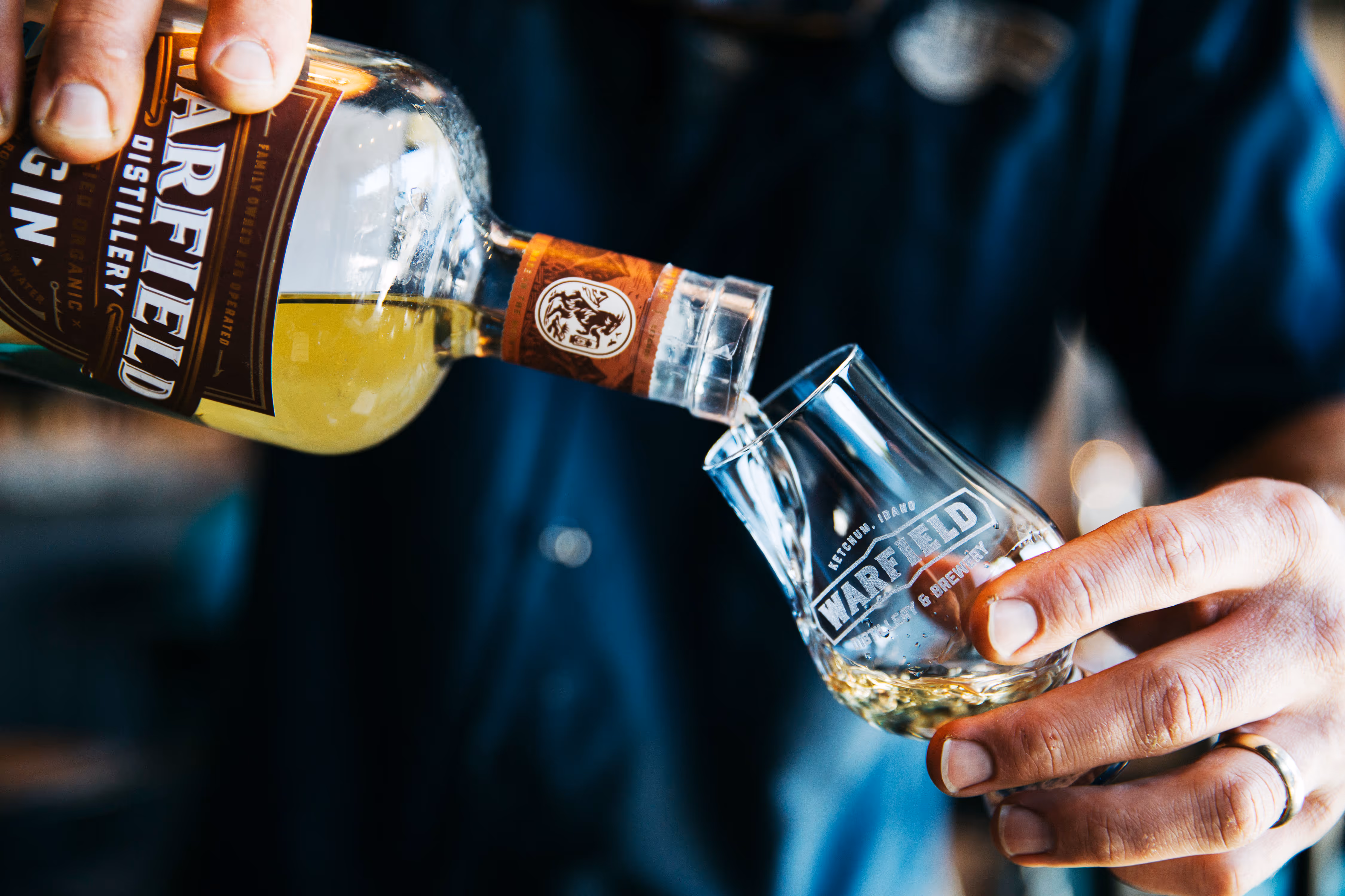 Gin being poured into glass