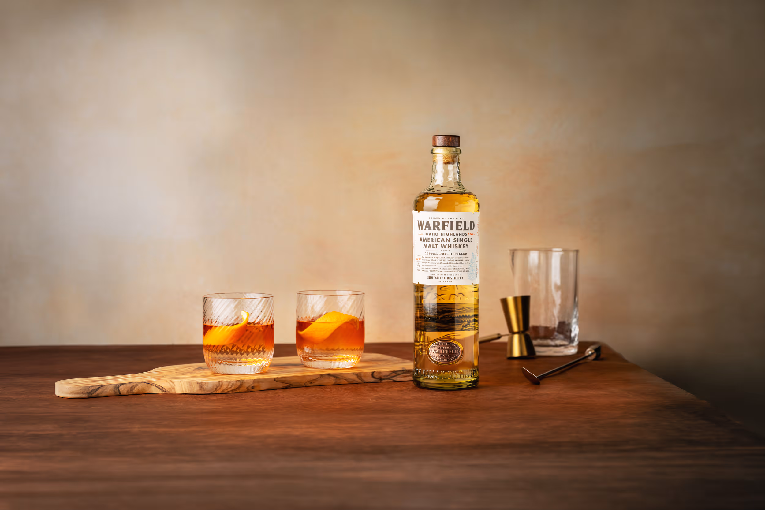 Whiskey Bottle on wood