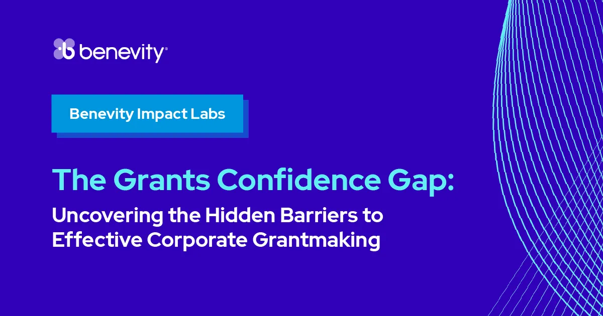 Report cover for Benevity Impact Labs' Grants Confidence Gap.