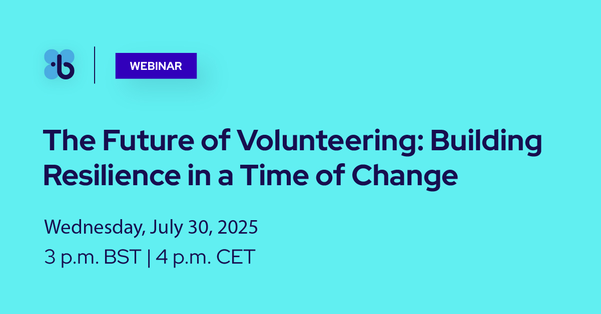 Webinar announcement titled The Future of Volunteering: Building Resilience in a Time of Change.