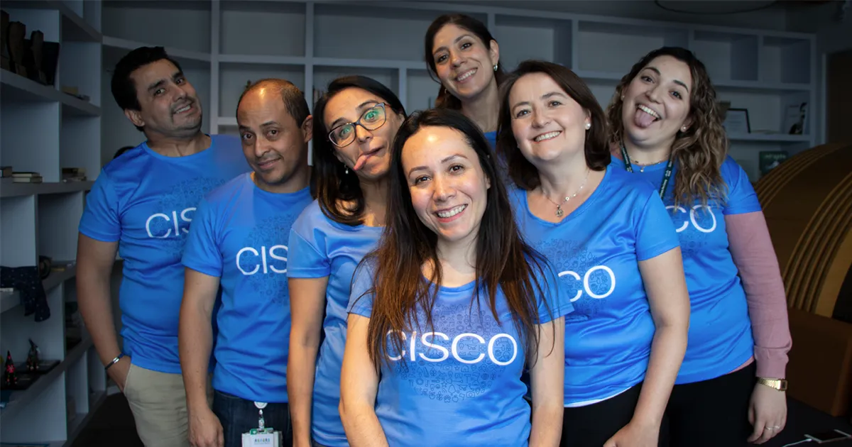Cisco employees smiling and having fun together