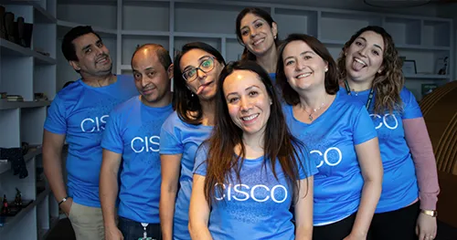 Cisco employees smiling and having fun together