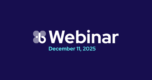 Dark blue event graphic with text: Benevity Webinar December 11, 2025