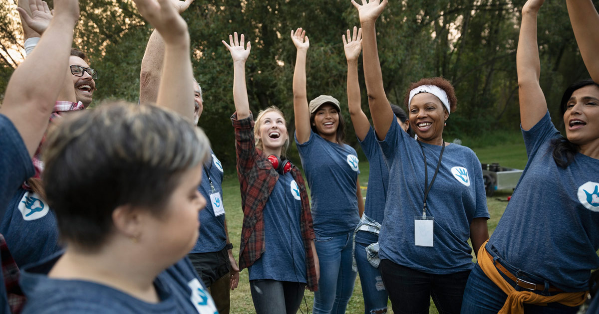 Employee volunteering activity outdoors