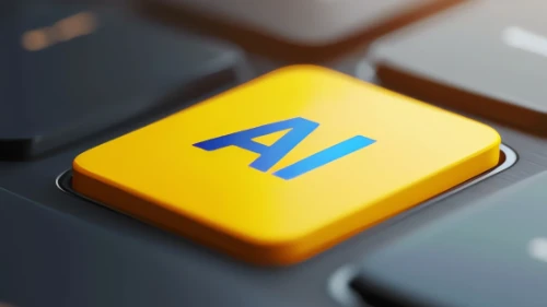 Yellow keyboard button with AI text