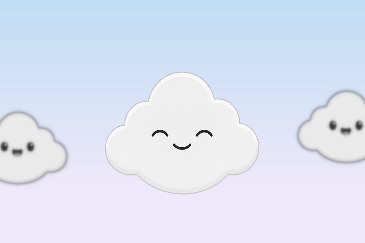 Smiling Wist cloud with friends in the sky