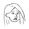 A drawing of a white woman