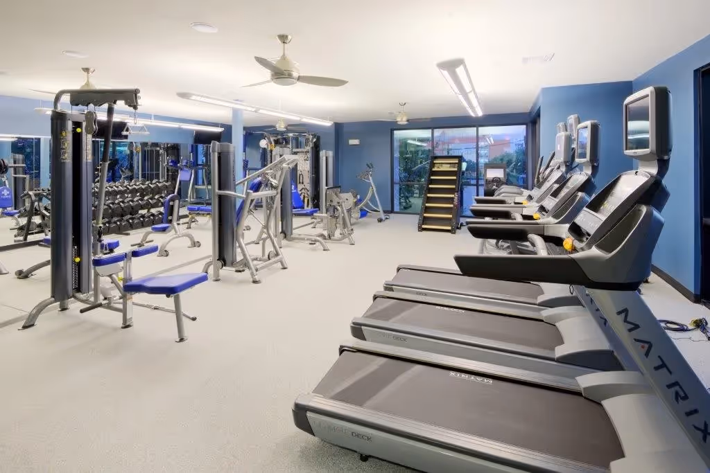 Fitness center treadmills