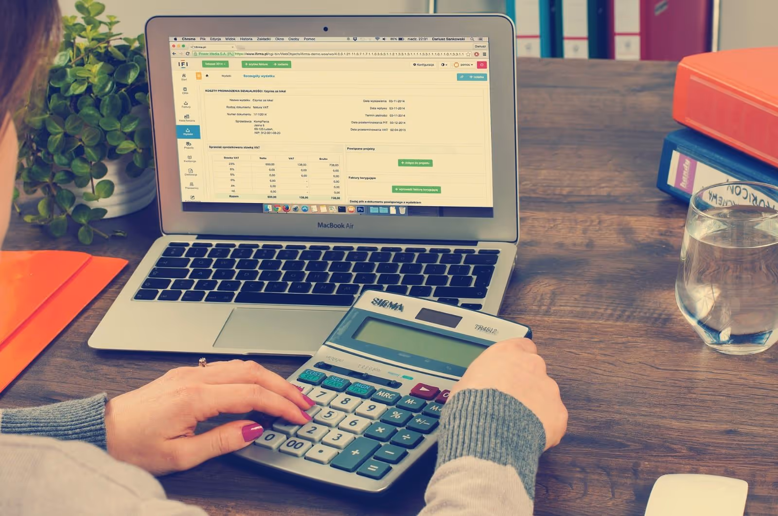 Person doing some accounting on their computer