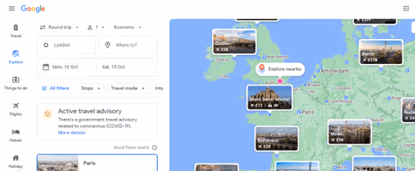 Google Flight Search