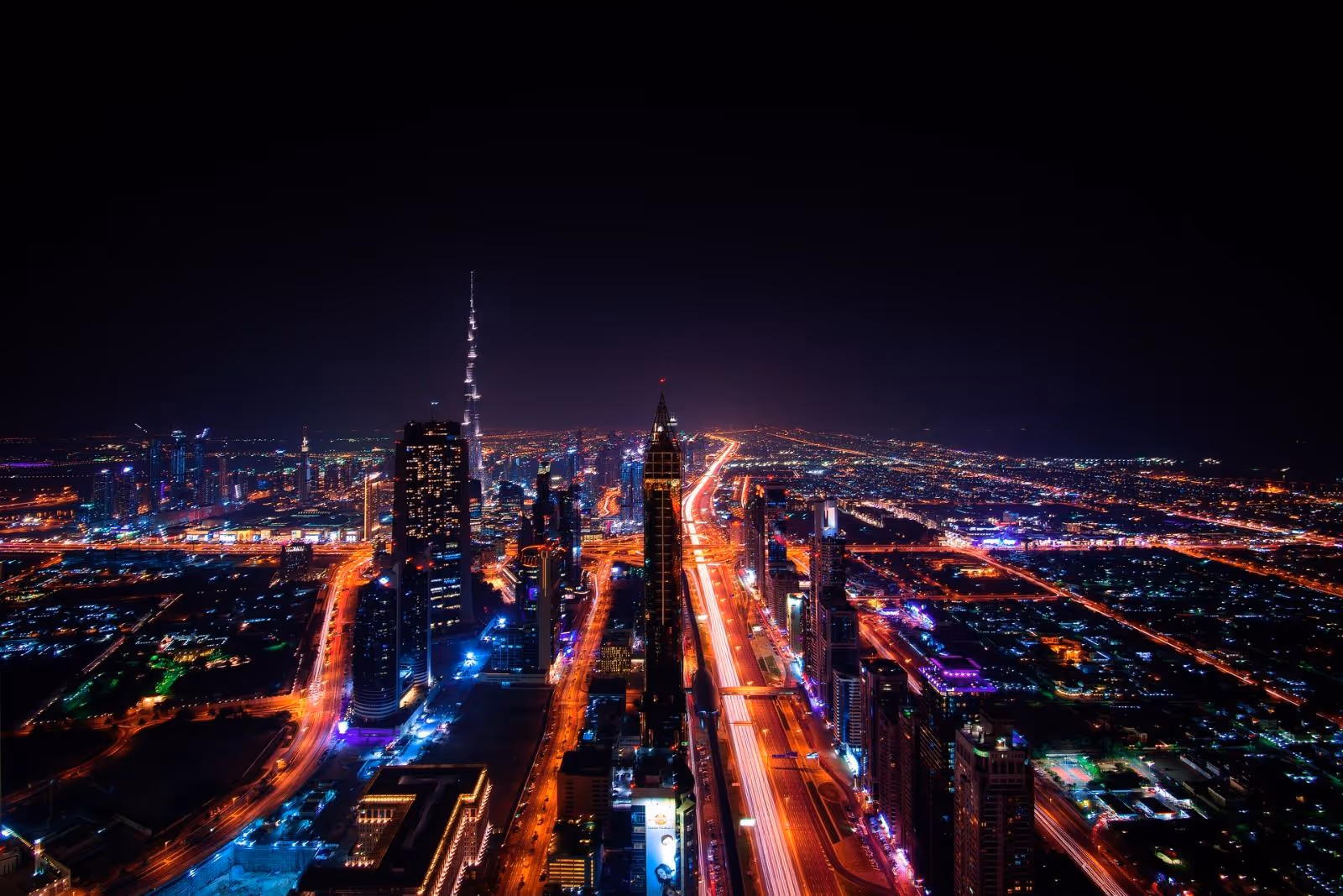 Picture of a city at night
