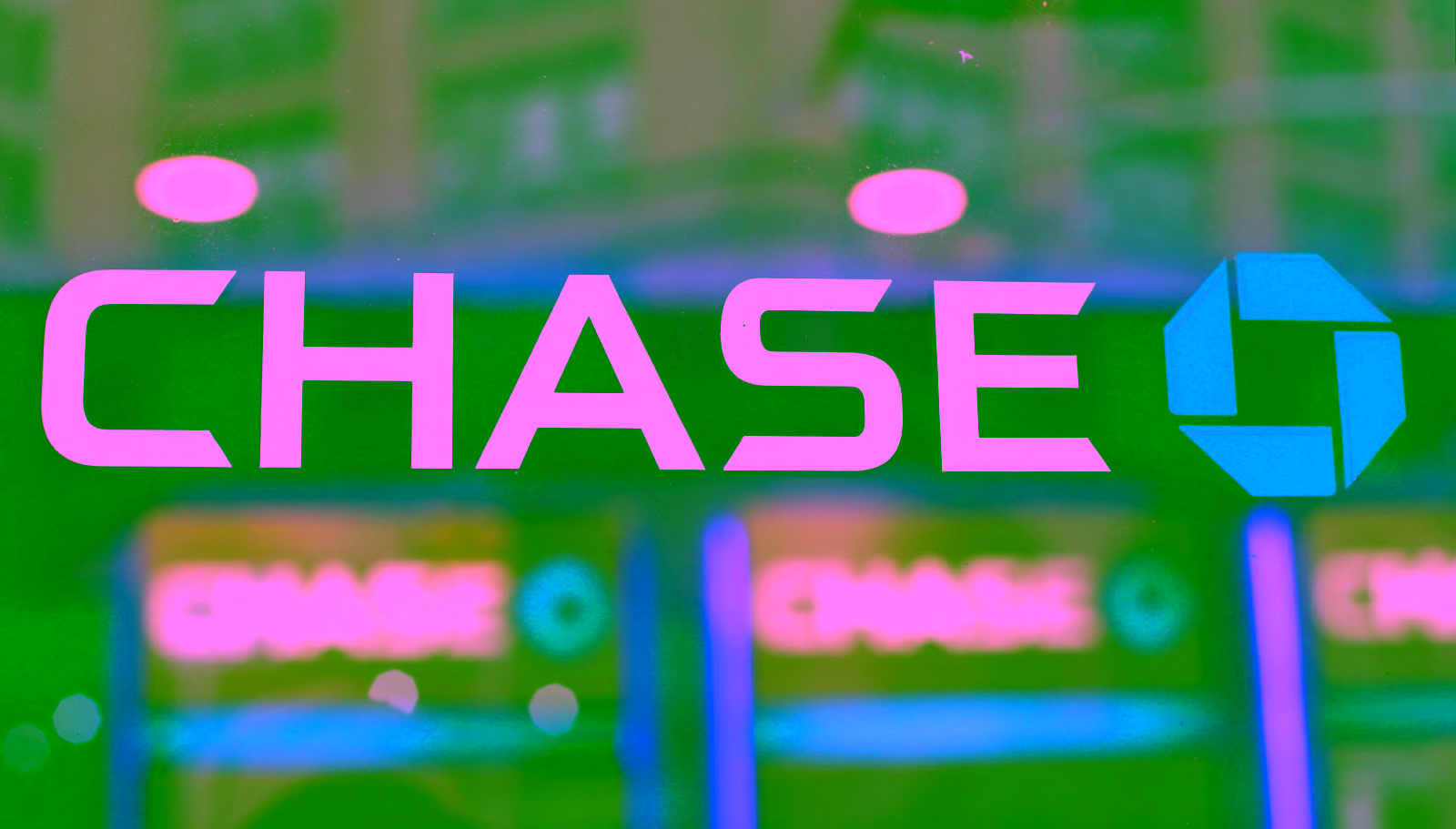 Chase bank sign on a glass window