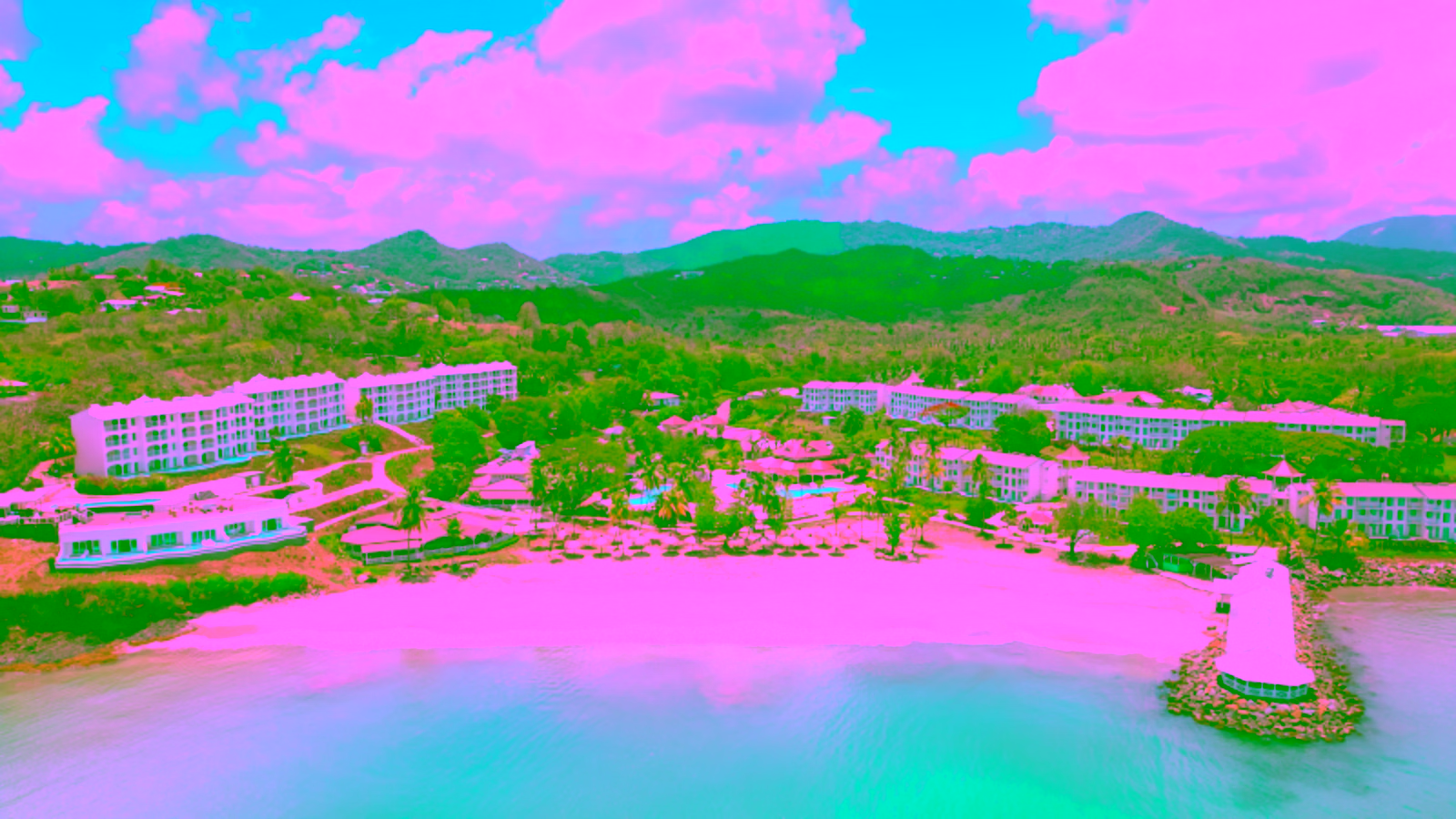 beach front hotel from the air